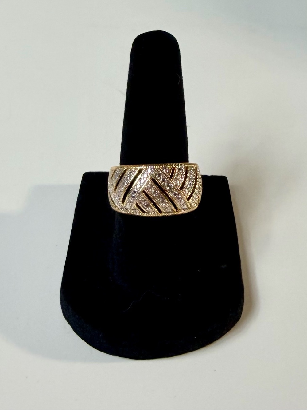 PAJ BB Gold Plated Two Tone Statement Ring Size 7